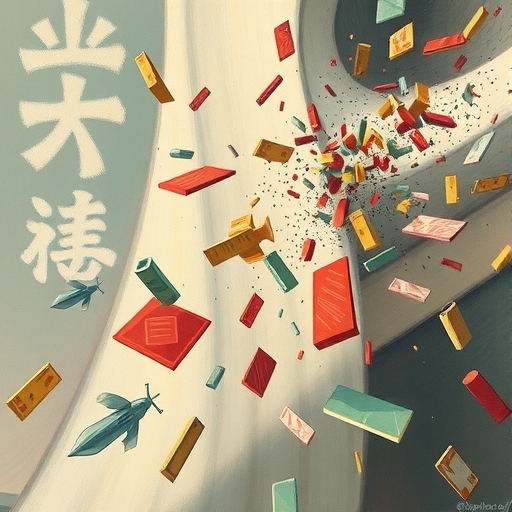 一張描繪資訊破碎與流動的視覺圖案