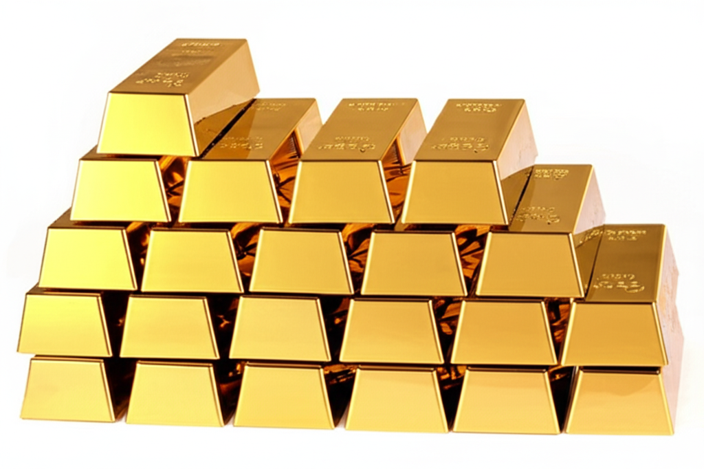 金條與金幣堆疊，象徵財富與保值